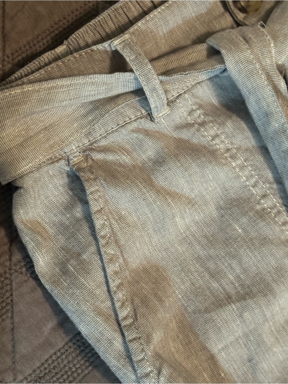 Lou & Grey for LOFT Linen Blend Pants XS Taupe Tie Waist Utility Pocket Trouser - Picture 7 of 10
